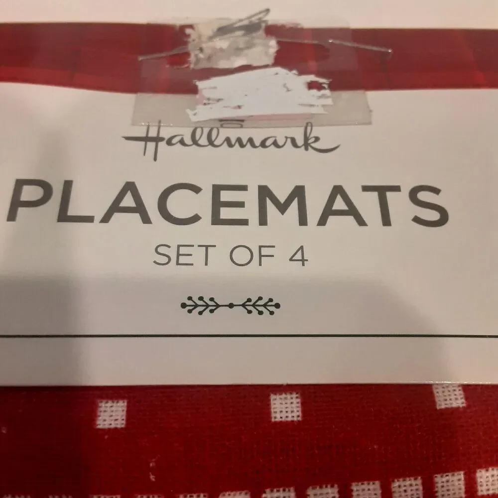 Hallmark Christmas Placemat Set Reindeer & Snowflakes Red & White